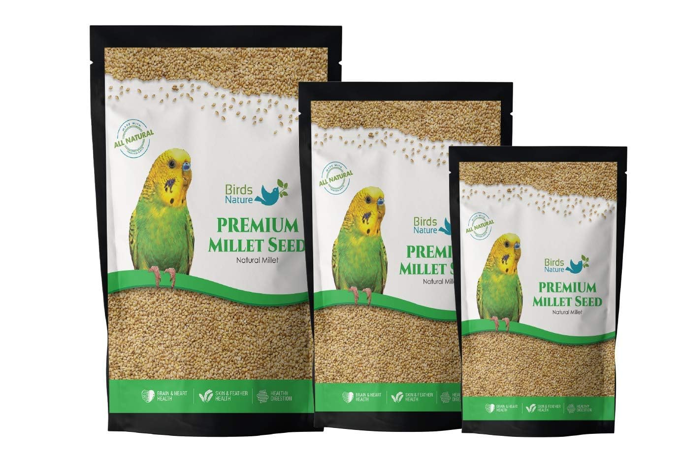 BirdsNature Premium Yellow Millet, Kang Seed for Cocktail, Silver, Finches, Munias, Parakeets, Parrots,Quails, Native American Sparrows, Doves, Cardinals & Exotic Birds (500 G),All Life Stages