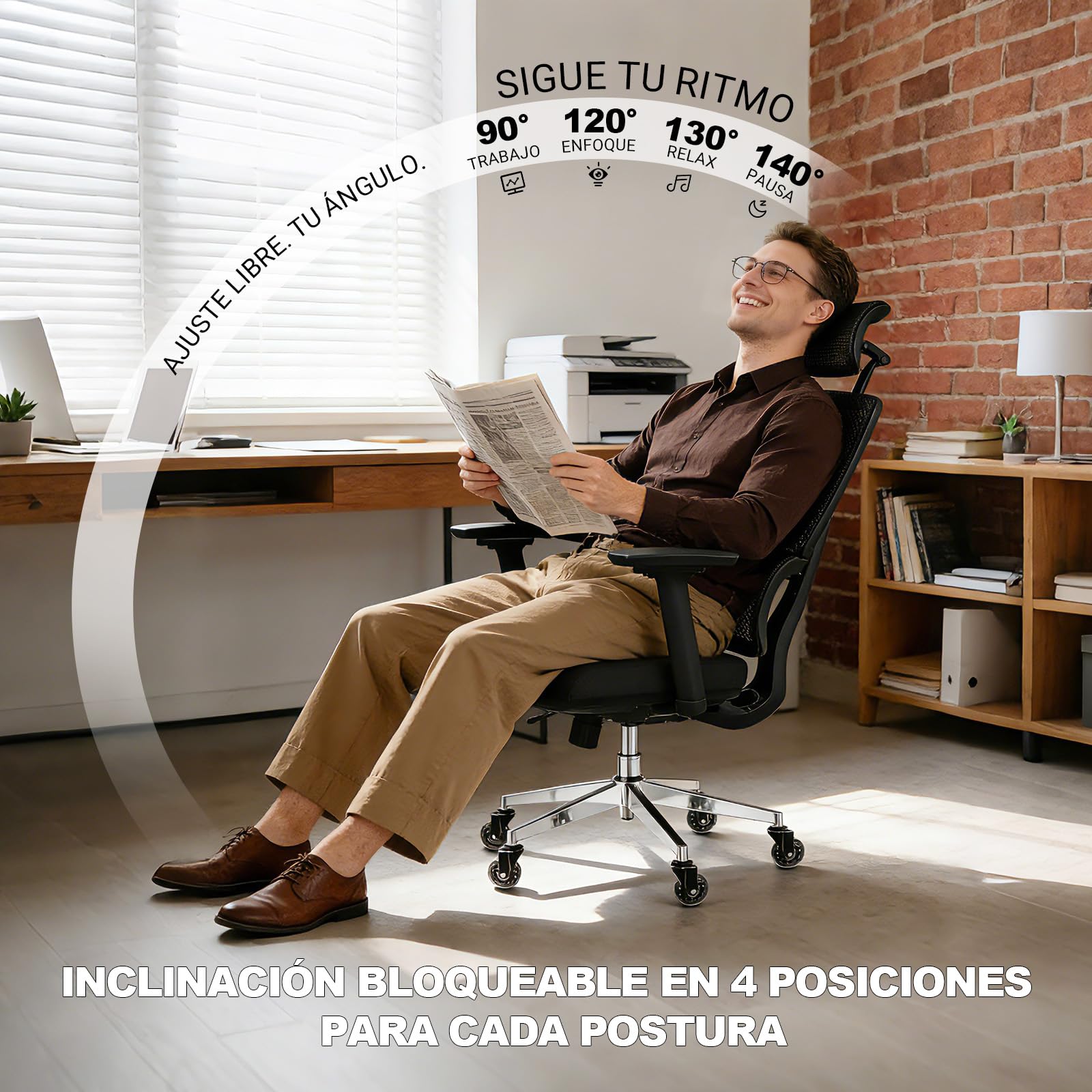MELOKEA Silla de Oficina Ergonómica 200 kg | Respaldo Ajustable 6P | Reposabrazos 4D | Ruedas de Goma Silenciosas | Profundidad del Asiento Ajustable | Silla de Escritorio para Personas Grandes | Silla de escritorio para personas grandes con soporte lumba