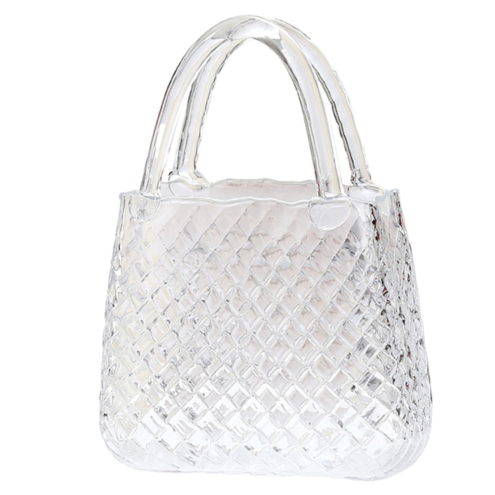 Perodlly Glass Purse Vase Clear Purse Vase for Flowers 11.4x8.1x3.5'' Glass Handbag Decorative Flower for Centerpieces Wedding Table Decorations Transparent..