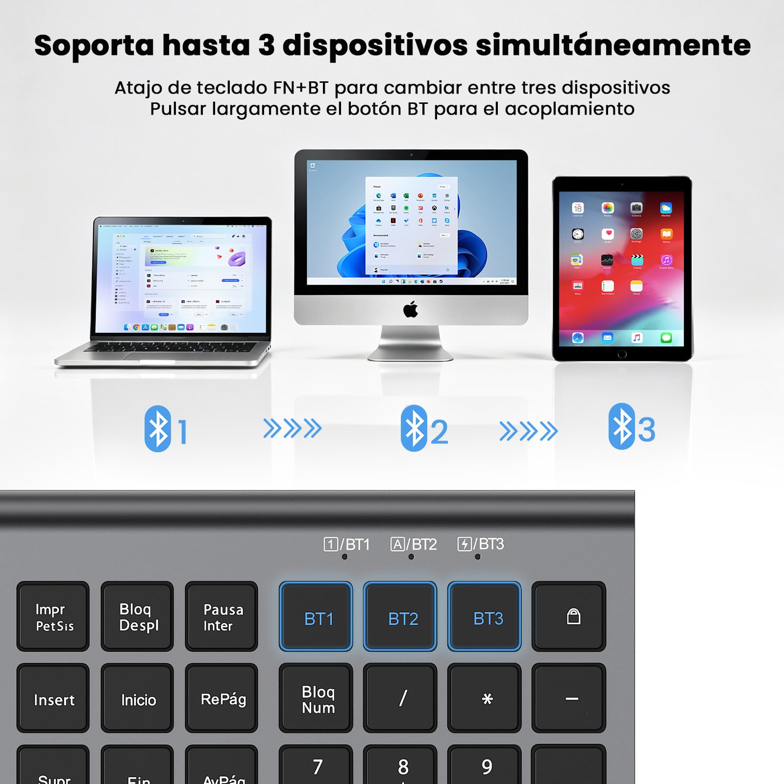Teclado y Ratón Inalámbrico Bluetooth- cimetech Teclado y ratón Recargable, QWERTY Español Layout, Teclado de diseño ergonómico, Ultrafino para Ordenador/PC/portátil/Windows 10(Gris)