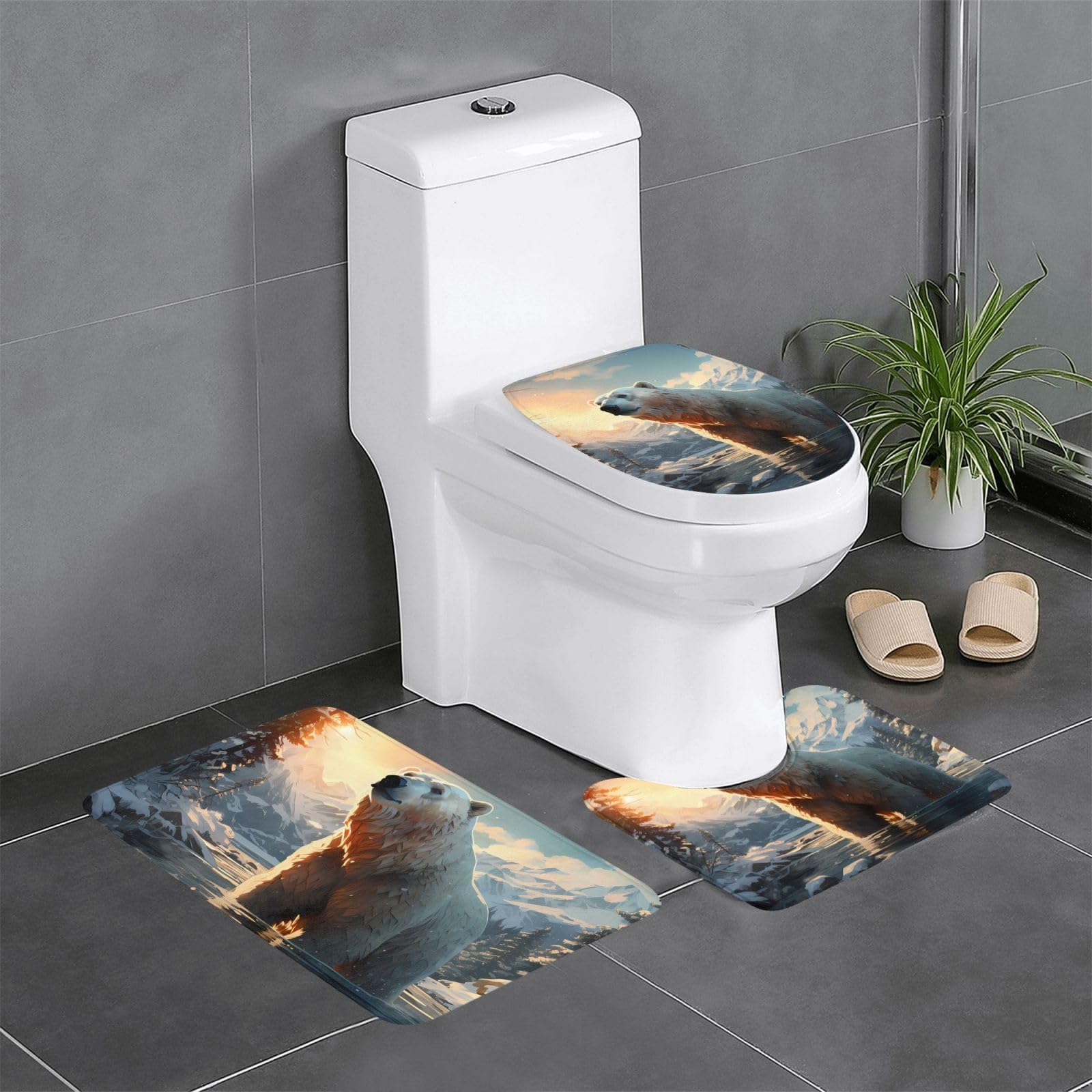 Tapis de salle de bain pour éviter les glissades lot de 3 ours polaire