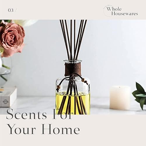 Miniatura 3 de WHOLE HOUSEWARES Juego de 4 botellas difusoras con palitos Botella difusora de vidrio vacía de 7.5 onzas para aceites esenciales Contenedor