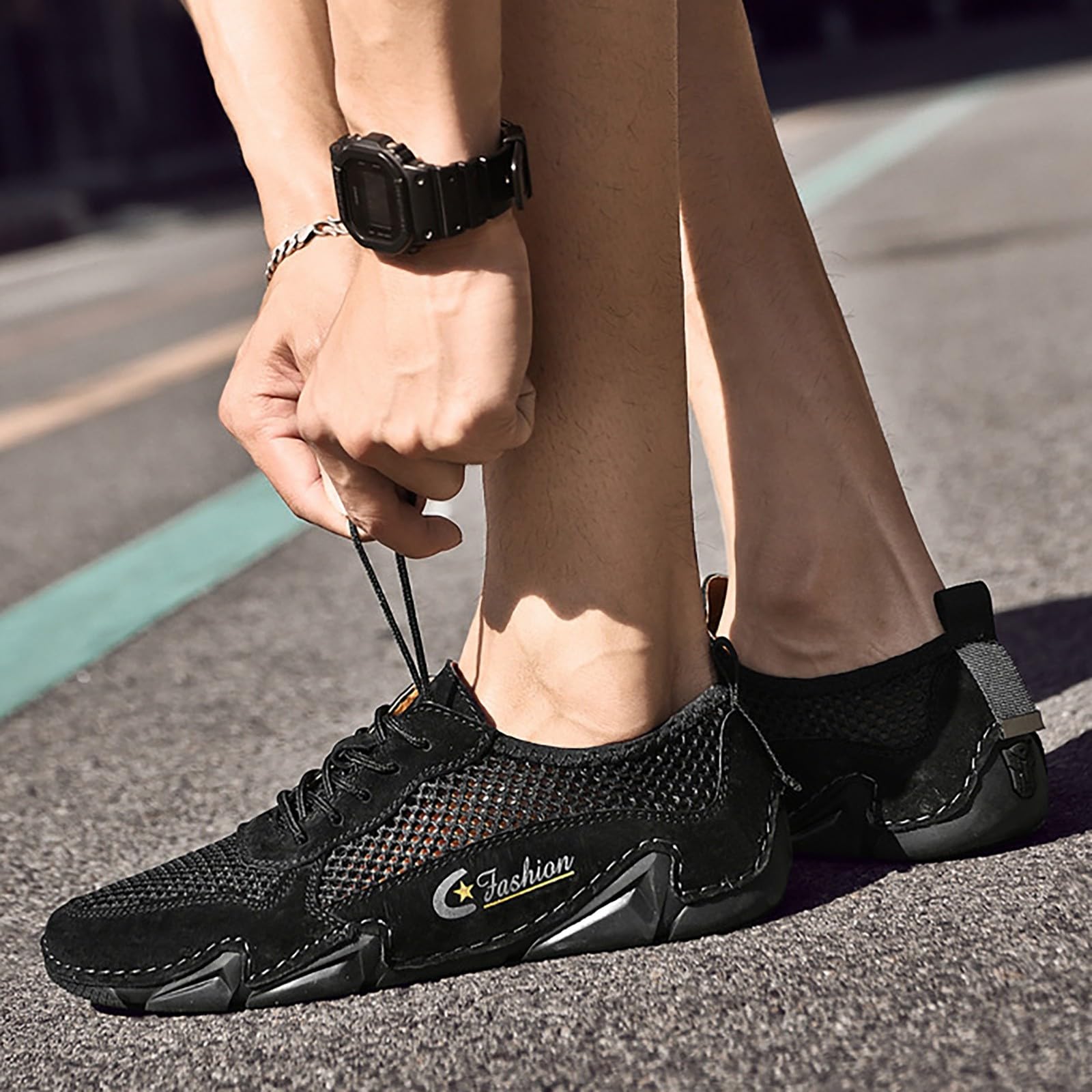 Generisch Outdoor-Sportschuhe für Herren für den Außenhandel, lässige, rutschfeste Wanderschuhe, atmungsaktive Mesh-Herrenschuhe Sneaker Ohne Schnürsenkel Herren 43