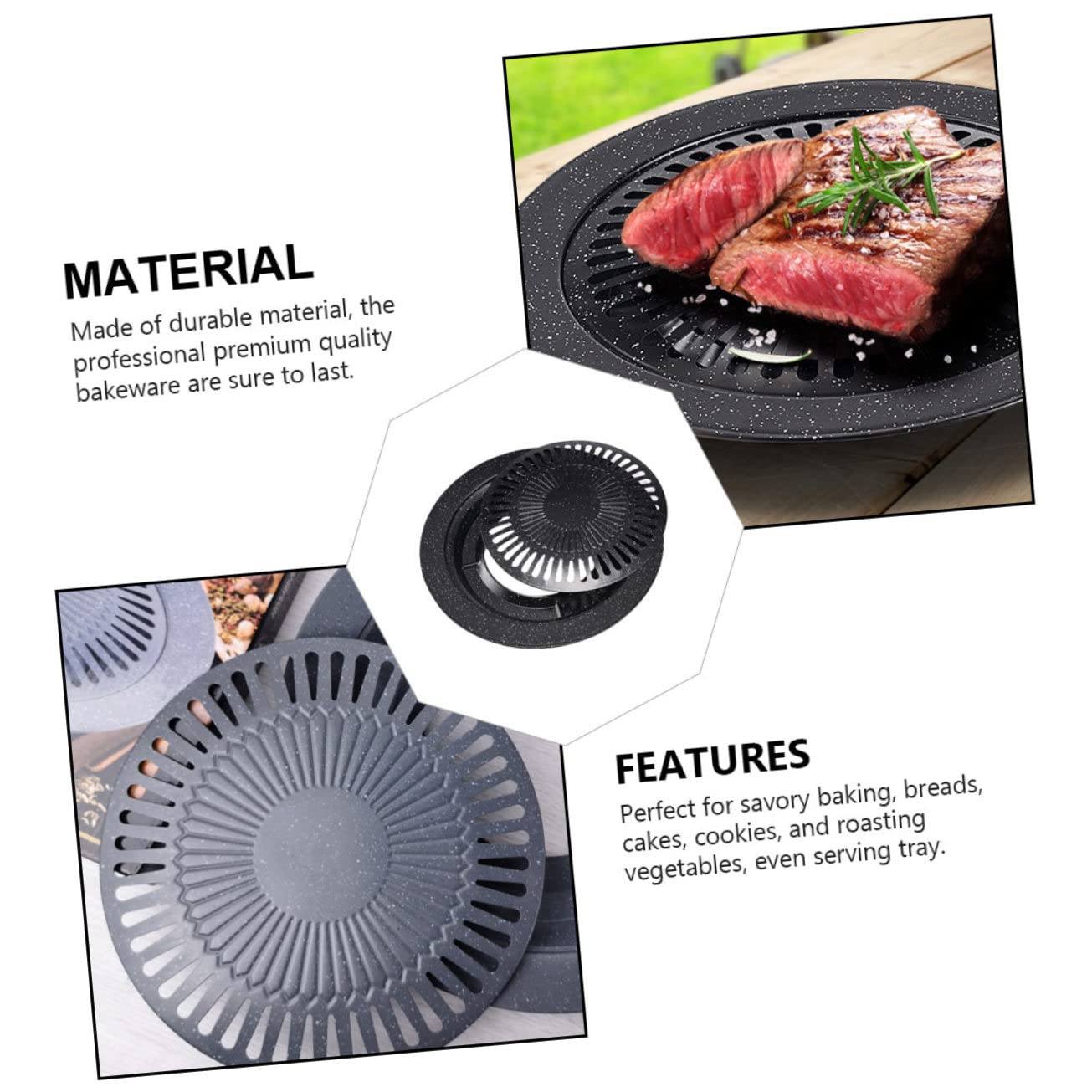 OKUMEYR Round Nonstick Baking Pan Double Tiered Enamel Roasting Tray for Oven Versatile Grilling and Baking Dish Home Roasting and Barbeque