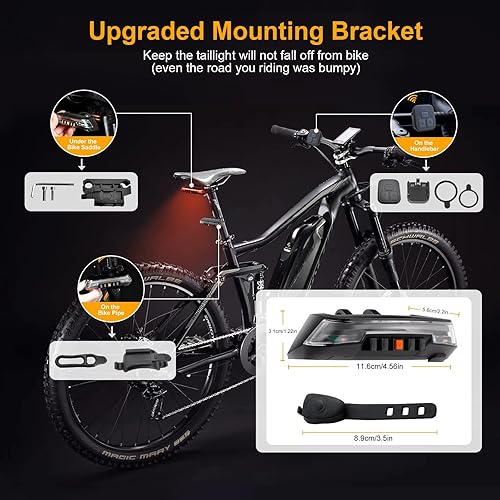 Miniatura 7 de JINKEY Señales de giro para bicicleta, luces de giro brillantes para bicicleta, parte delantera y trasera, IPX5, impermeable, control remoto, luz