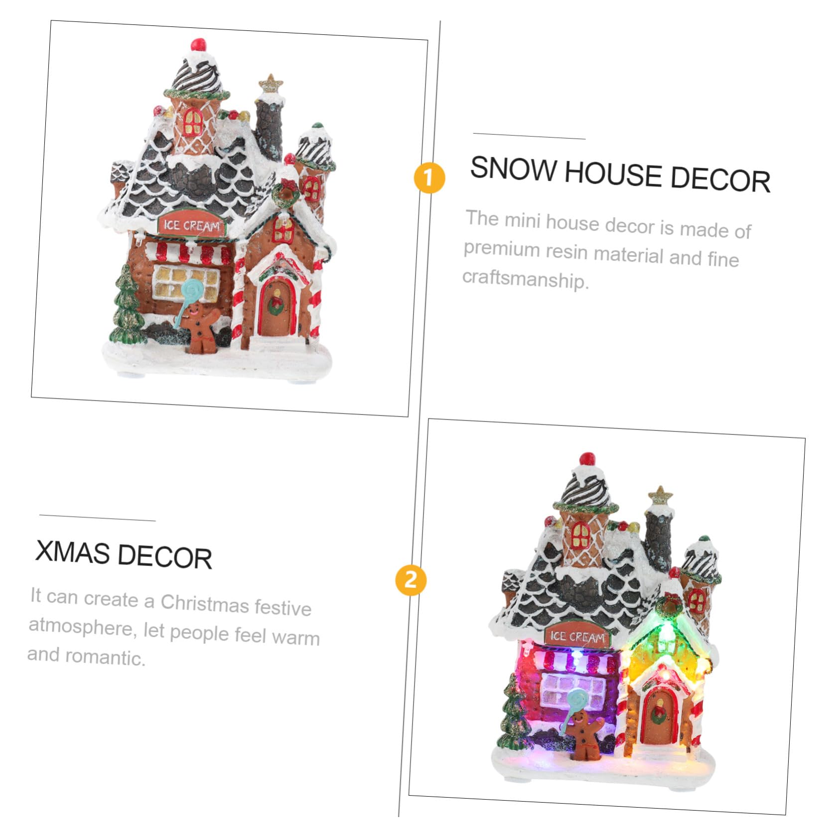 Adorno Navideño Casa Luminosa de Resina Luz LED para Escritorio y Oficina Adorno Navideño Acabado Diseño Detallado