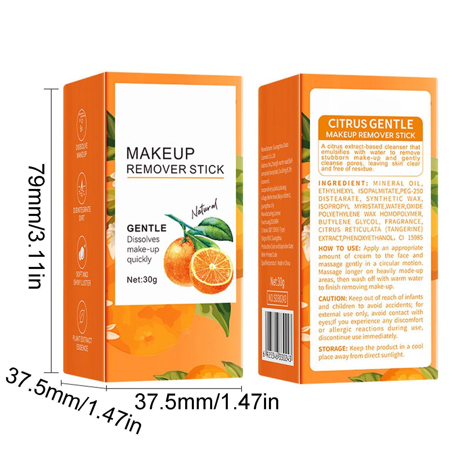 Bâton démaquillant - 30 g - Baume démaquillant aux agrumes non irritant - Démaquillant efficace pour les yeux - Démaquillant naturel pour les peaux sensibles - Soin naturel de la peau Anulely