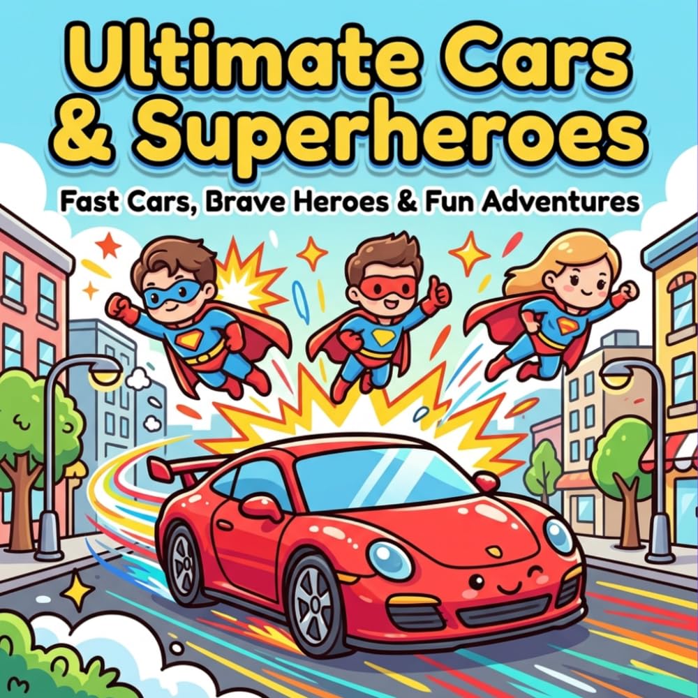 Ultimate Cars & Superheroes: Epic Adventures with Superheroes, Race Cars & Powerful Vehicles to Color