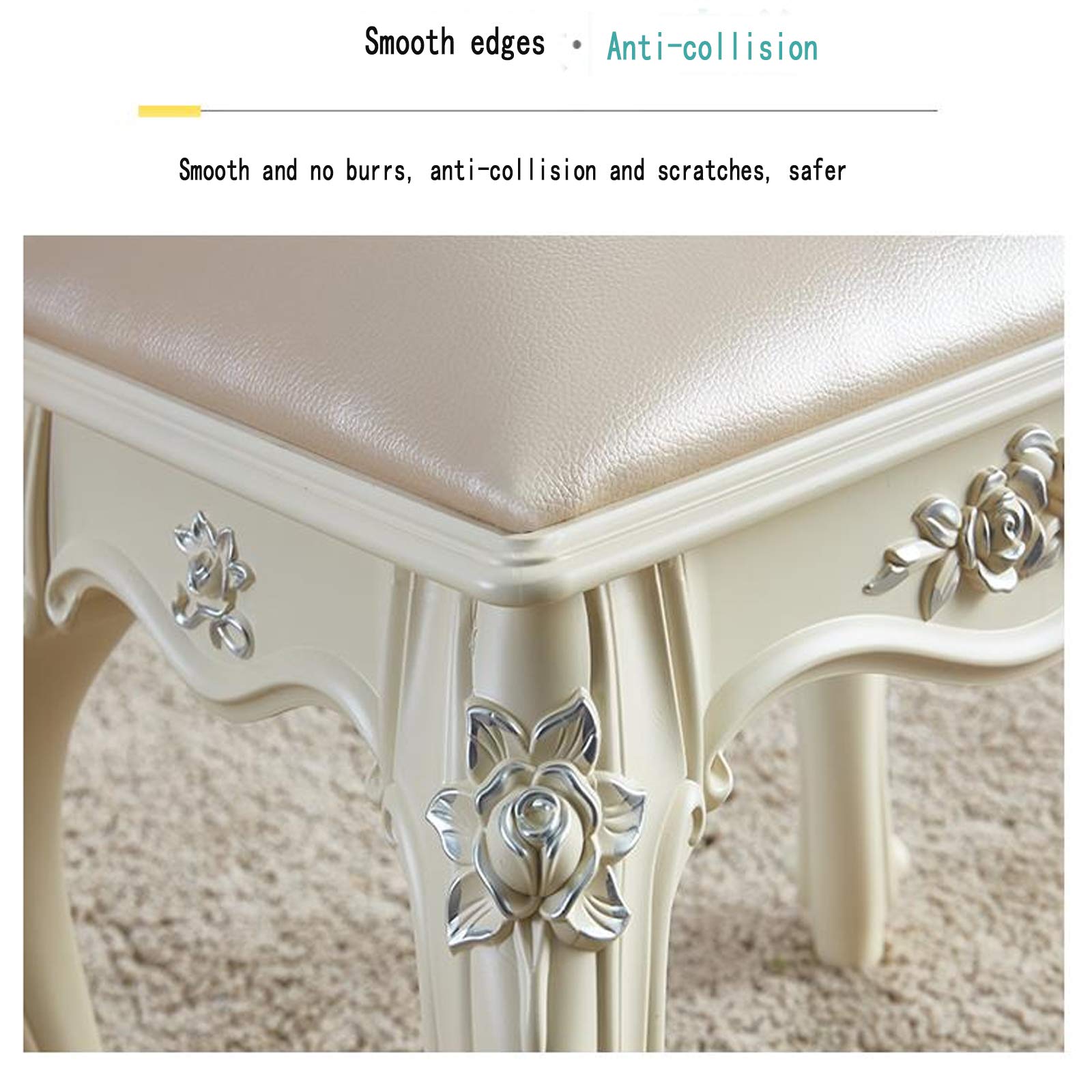Schminktisch Hocker,PU Leder Fußhocker/Gepolsterte Ottomane Hocker/Makeup Vanity Hocker/Stuhl/Quadrat Fußstütze Holzbeine Für Wohnzimmer Schlafzimmer