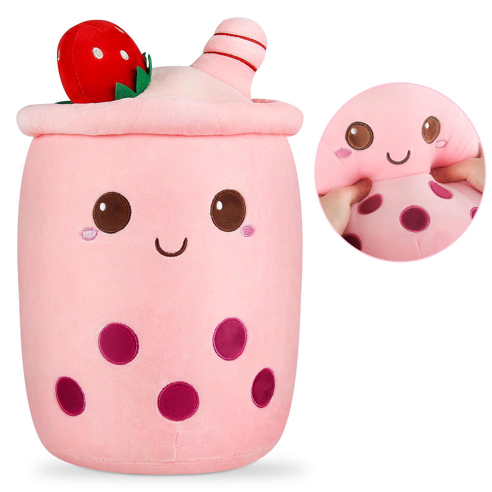 BoBa Plushie, Bubble Tea Plushi, Fruit Plush Pillow Ice Cream Plush Pillow Cushion Stuffed Animal Pillow Skin-friendly Comfortable Cushion Cuddle Hugging Pillow, Fluffy Toy Pillow Milk Tea Cushion