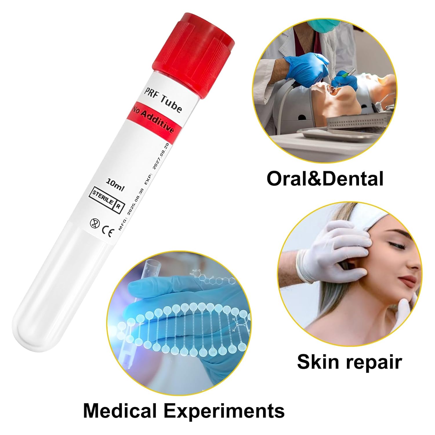 10Pack 15ml PRF Tubes - No Additive Sterile Collection Tubes for Platelet Rich Fibrin Preparation