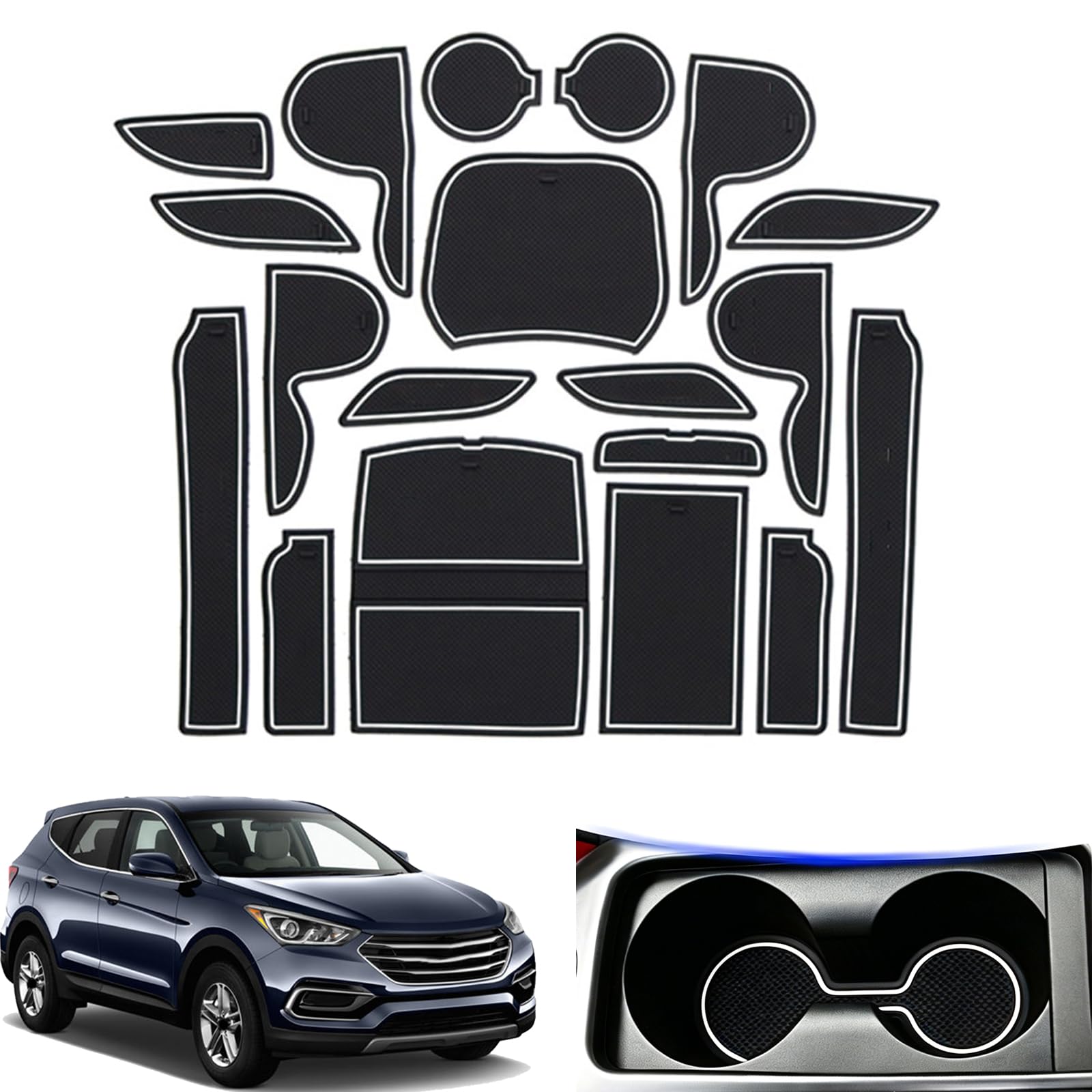 Alfombrillas antideslizantes antipolvo para portavasos de Hyundai IX45