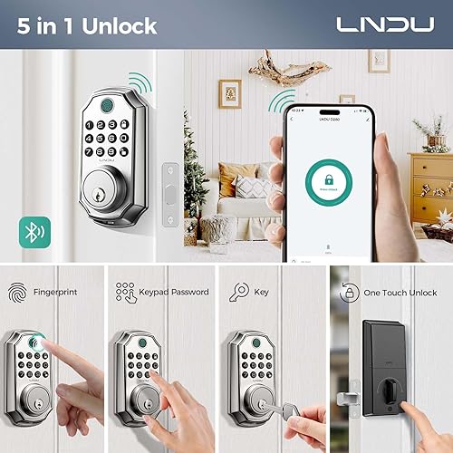 Miniatura 3 de Cerradura de puerta inteligente con teclado de huellas dactilares con control de aplicación, cerrojo inteligente con código 100, contraseña