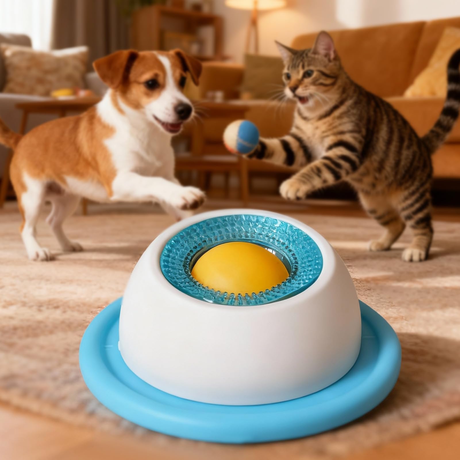 Giocattolo per leccarsi per cani, Palla da leccare per cani e gatti, Giocattolo interattivo intelligente per cani e gatti, Giocattolo antiscivolo per alimentazione lenta per la gestione