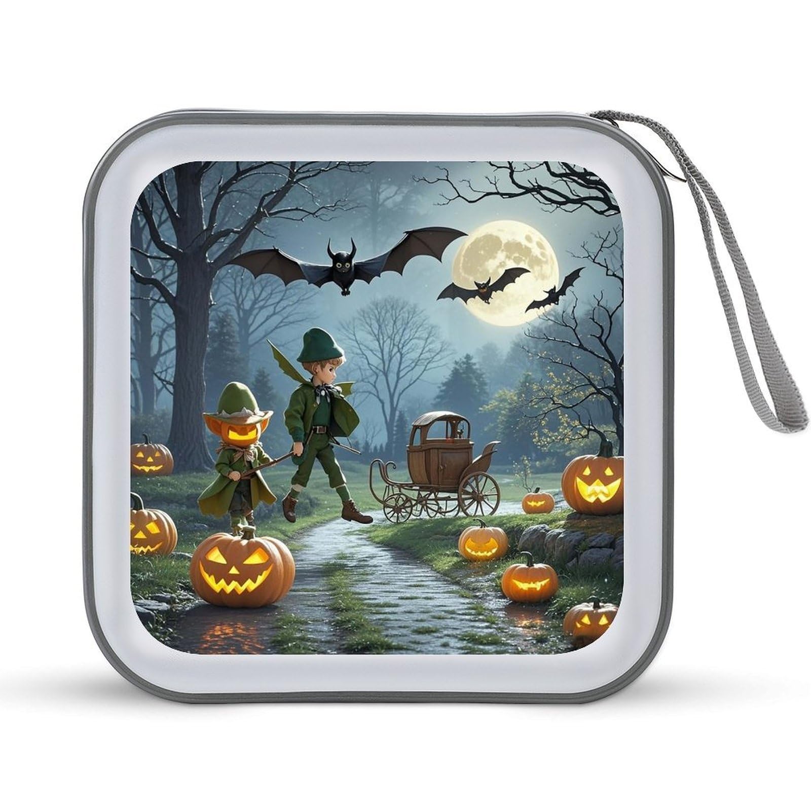 LZQPOEAS Dead Tree Pumpkin Carriage CD Case DVD Case Holder Wallet 40 Capacity Hard Plastic CD/DVD Portable Storage Binder Zipper DVD Disc Cases CD Storage Organizer Holder for Car Home Office