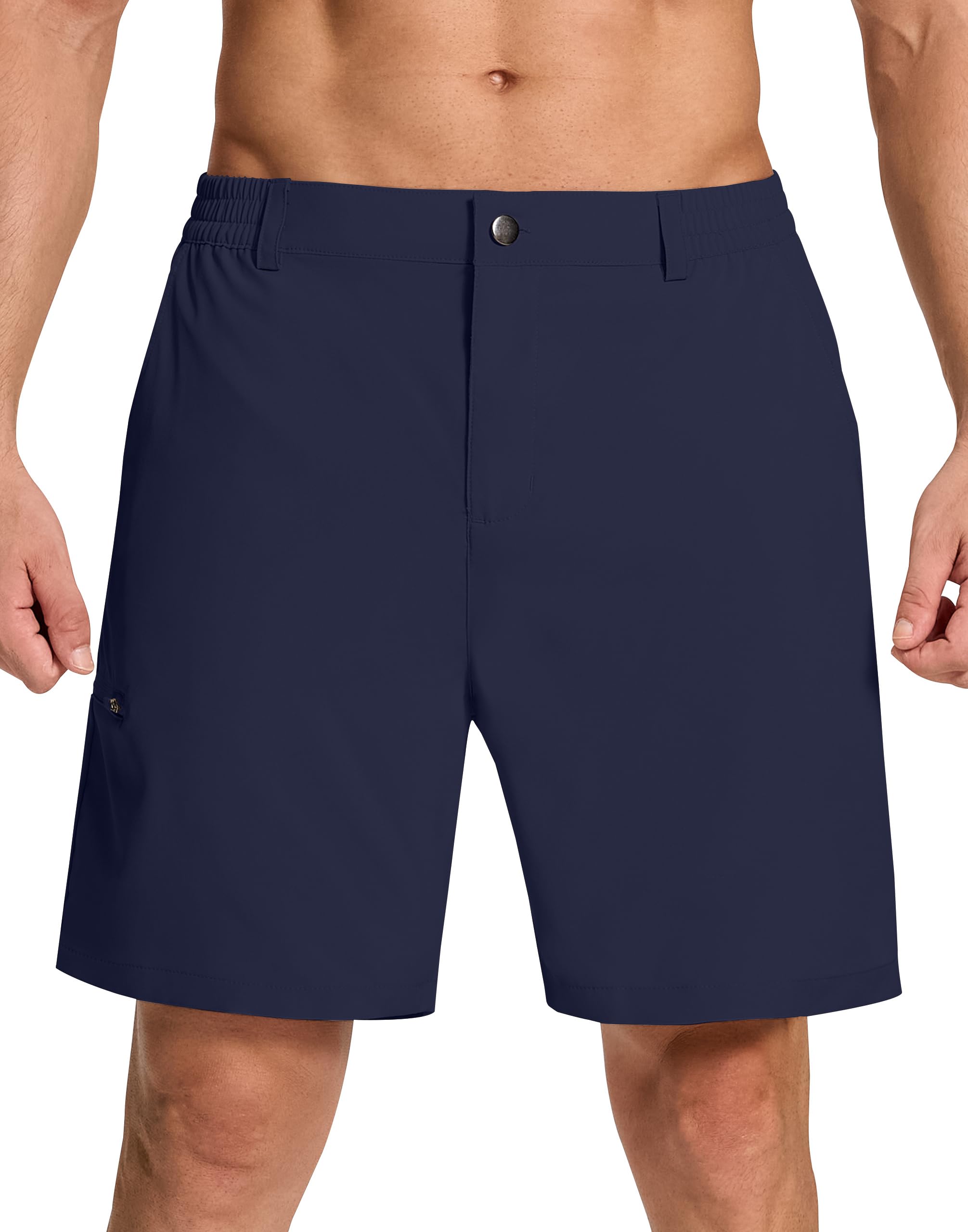 SERAMY Pantalones cortos de golf elásticos para hombre con 6 bolsillos, ajuste seco, entrepierna de 7 pulgadas, vestido ligero para senderismo, trabajo casual