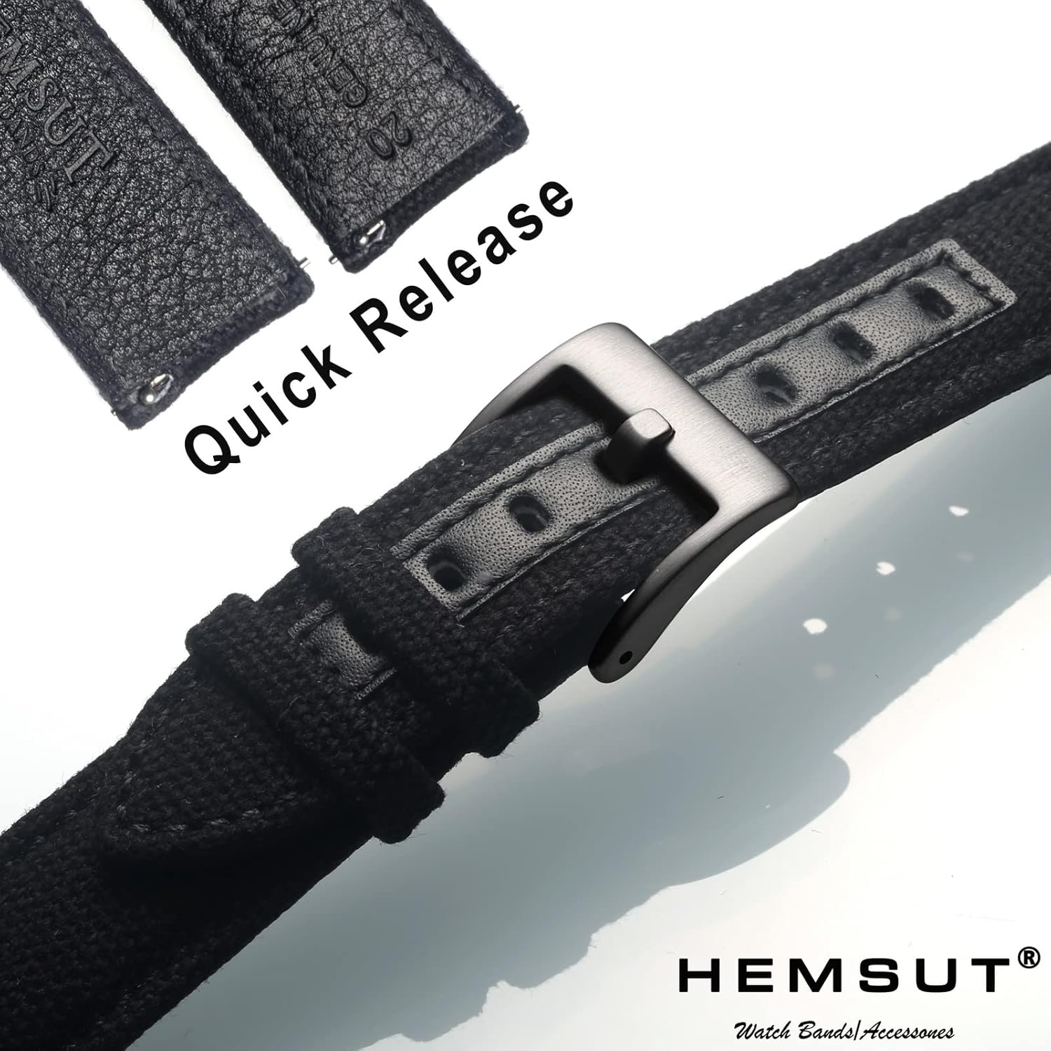 hemsut h 20mm Watch Bands for Men, Military Canvas Watch Bands, Quick Release Watch Strap, Fabric Sport Replacement - Image 6