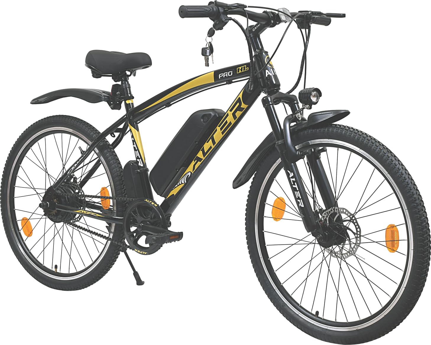 26" 002S PRO HL Model Electric Cycle with 36V 250W BLDC HUB Motor | 7.8AH Lithium ION Battery in HAILONG CASE | 95% PRE- Assembled with Charger (Black & Golden)-image-13