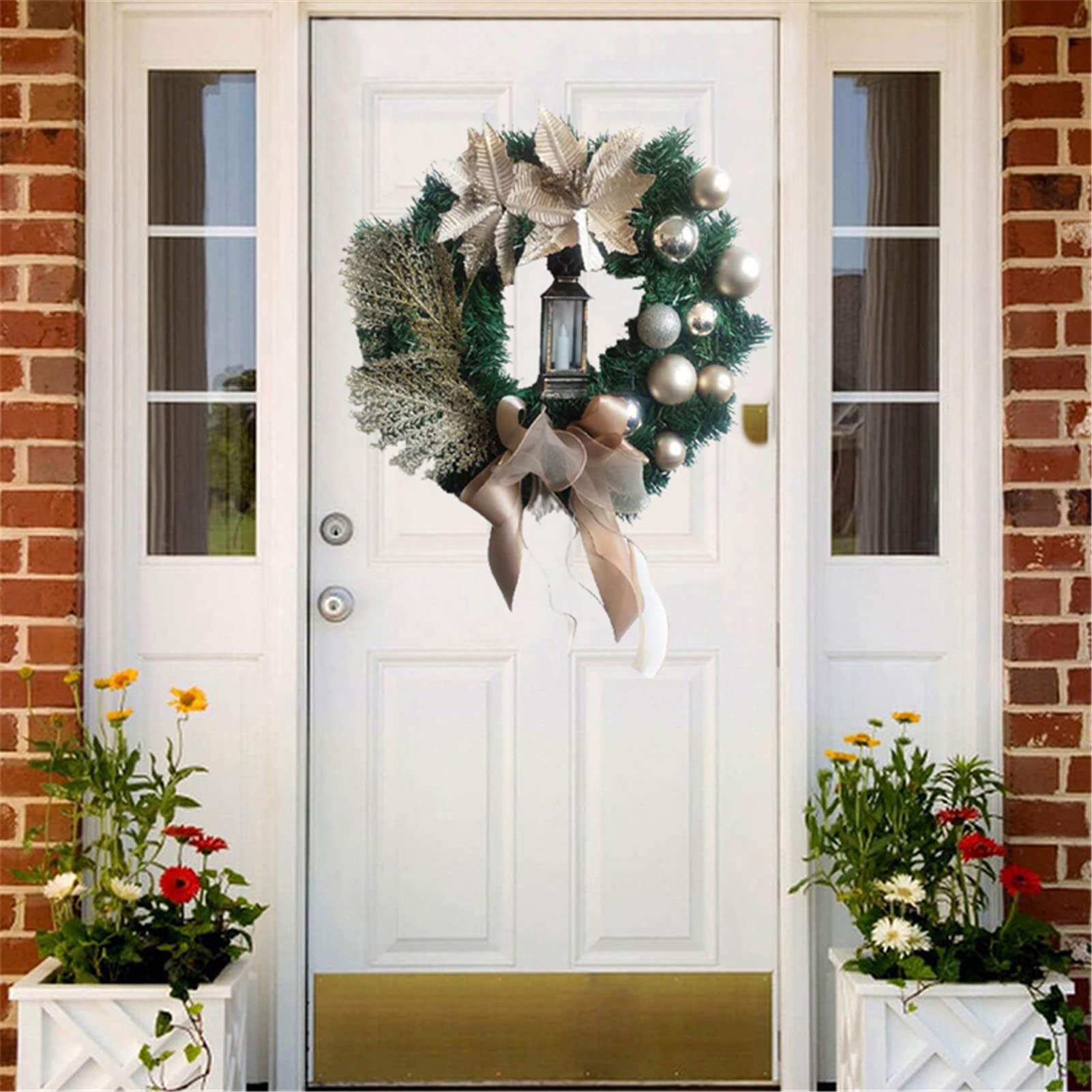 Ghirlande Natale per Porta per Decorazione Front Door, Artificiale Ghirlande Natalizie per Decorazioni per la Casa Ghirlanda per Natale Decorazioni,F,38CM