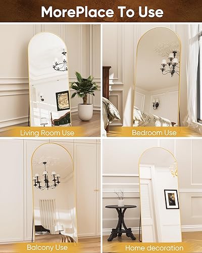Vista 112 de Espejo de longitud completa, de 58 x 19 pulgadas, de suelo, arqueado, de pie, no empotrado, con soporte, colgante, montado para dormitorio, sala