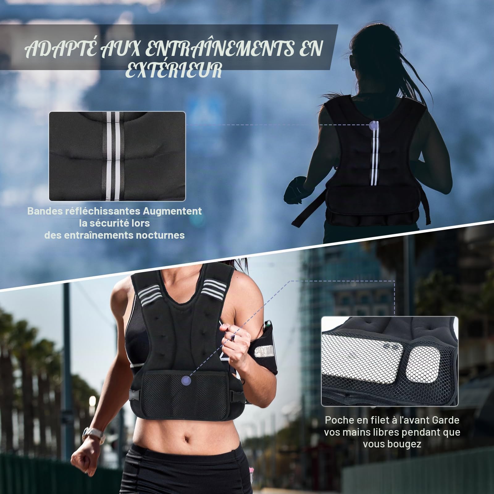 Vailge Gilet lesté de course pour homme et femme - Gilet d'entraînement avec poids pour fitness, musculation, course, cross training