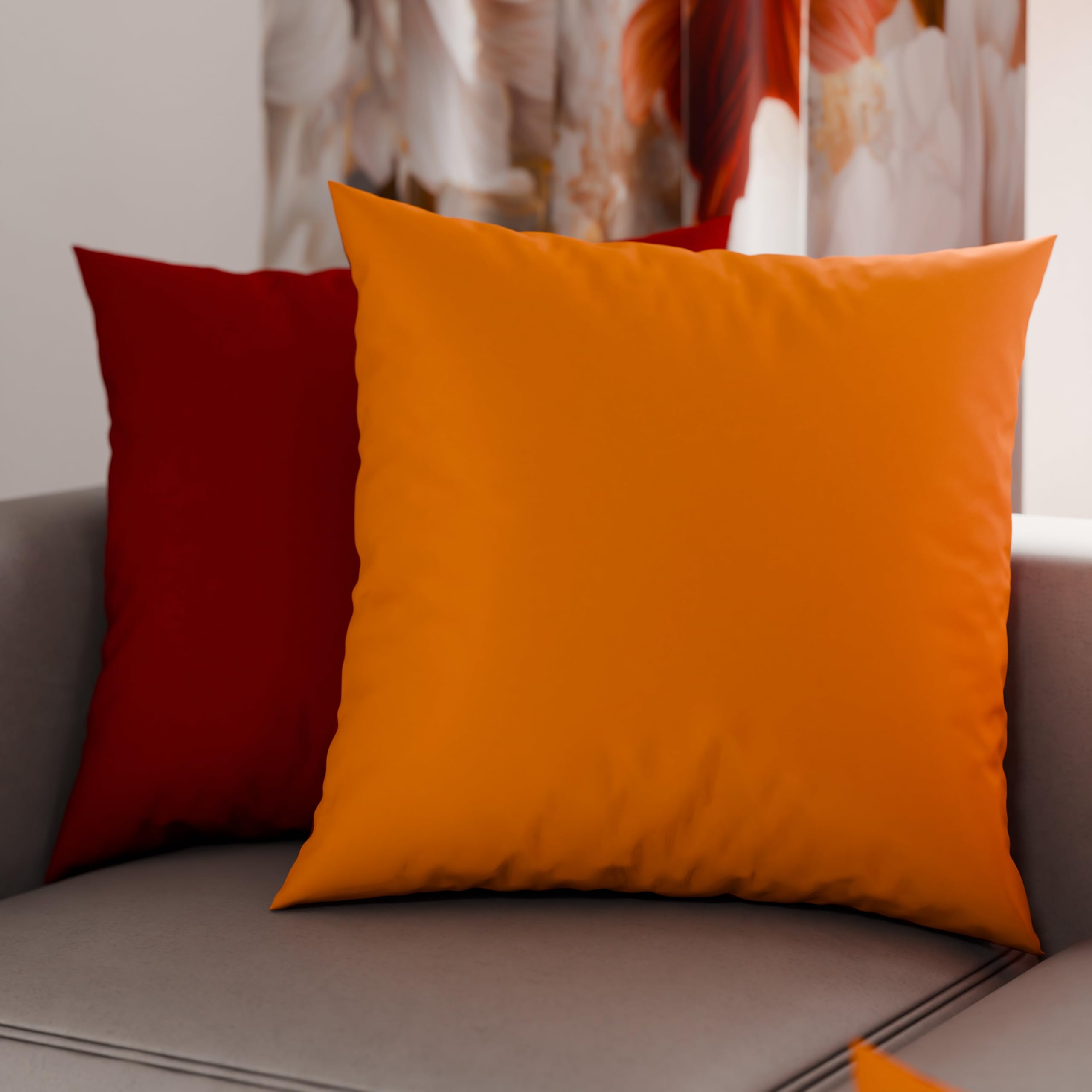 PETTI Artigiani Italiani - 2er-Set Kissenbezüge 50x30 cm aus Mikrofaser, Dekokissen-Bezüge für Schlafzimmer und Sofa, Set mit 2 Kissenhüllen, Wende-Kissenbezug Double-Face Orange Rot