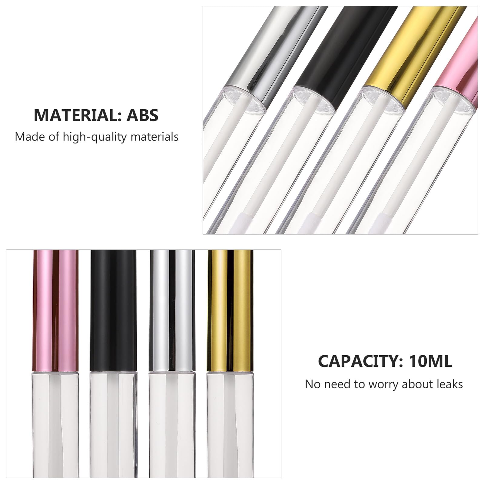 Contenants de Gloss à Lèvres Vides 10ml Abs avec Brosse 40 Pièces