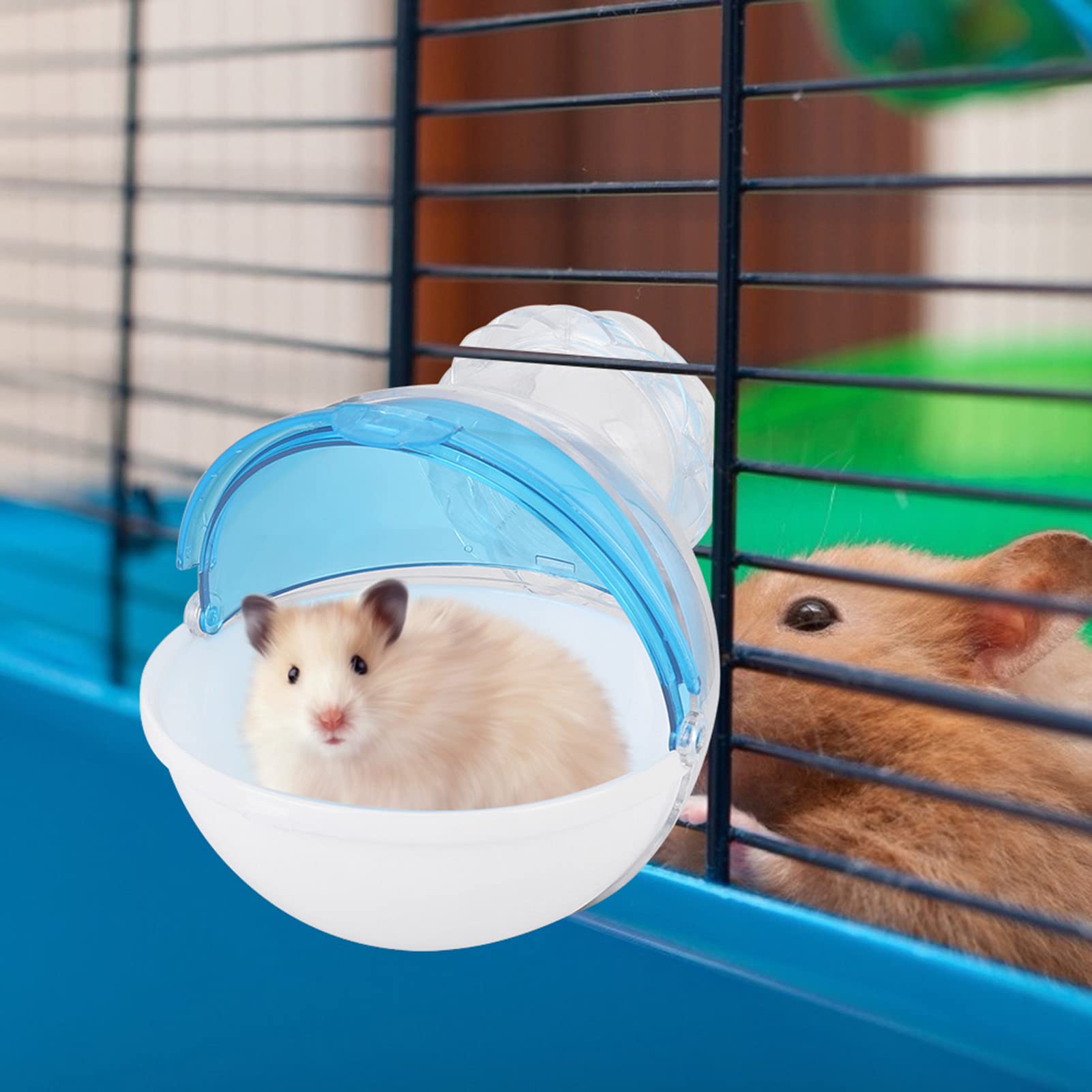 Bagno per Criceto in Acrilico Traslucido, Piccolo WC per Animali Domestici, Bagno Esterno per casa di criceti e porcellini d'India (Blu)