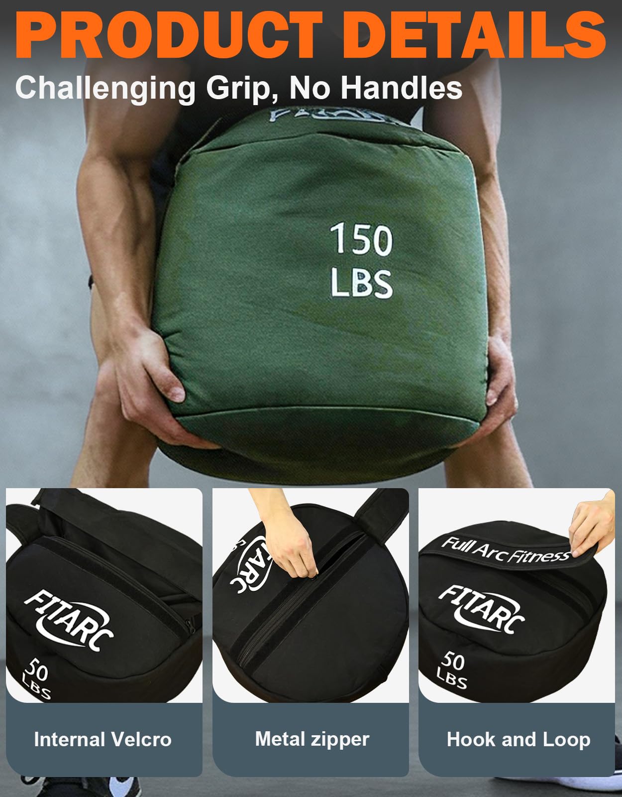 Fitarc Sac de Sable d'entraînement pour Musculation Rond Cross-Training, Sable Non Inclus