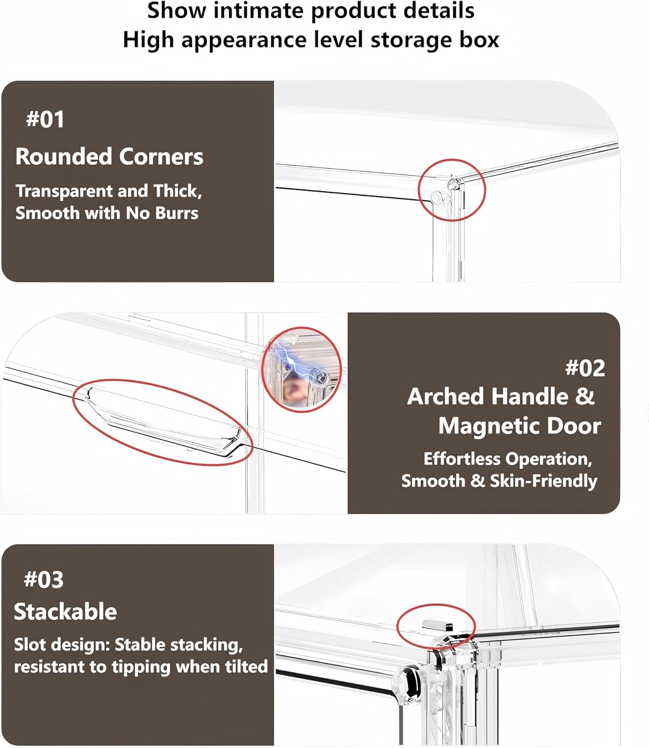 2 Pack Large Clear Acrylic Display Case for Collectibles Compatible with Labubu, Stackable Storage Box with Adjustable Layer and Magnetic Door, Dust-Proof Organizer for Figures, Home Office Supplies