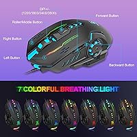 Vista 4 de Teclado y mouse para juegos, auriculares, alfombrilla de mouse, combo todo en uno para jugadores de PC y usuarios de Xbox y PS4