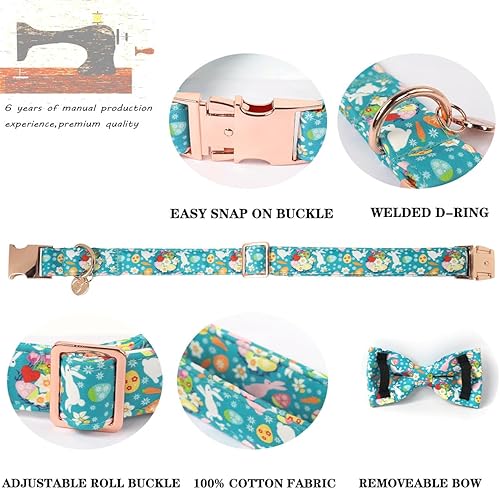 Miniatura 3 de DOGWONG Pajarita para perro de Pascua con collar, huevos de conejito de vacaciones de primavera, collar de perro para niños y niñas, cachorros