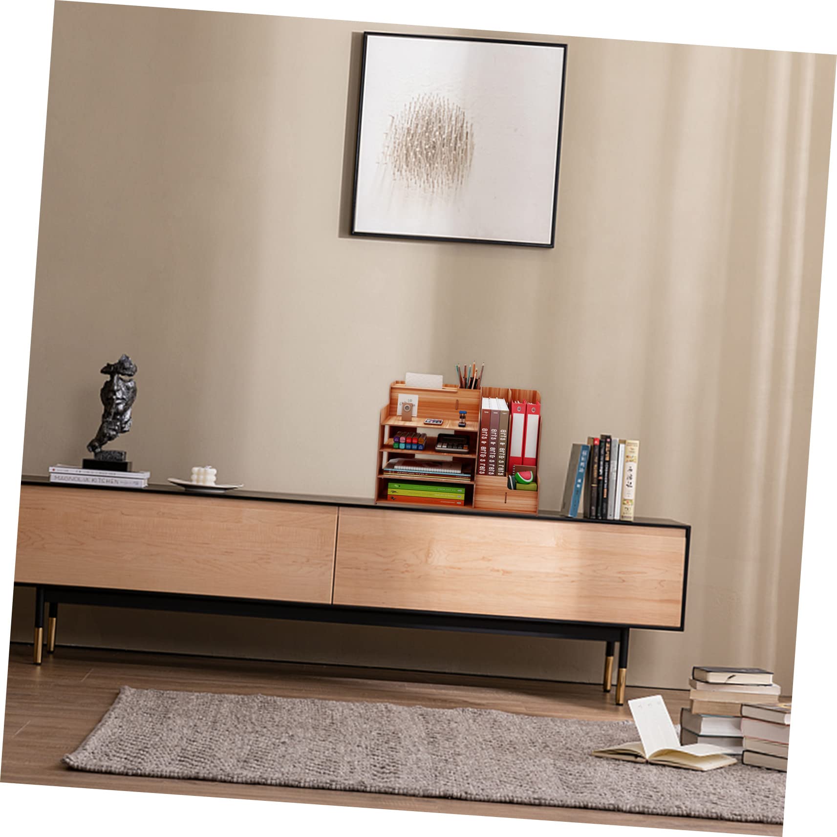 Angoily Étagère De Rangement De Table Bois Pour Papeterie Avec Structure Et Organiser Petits Objets