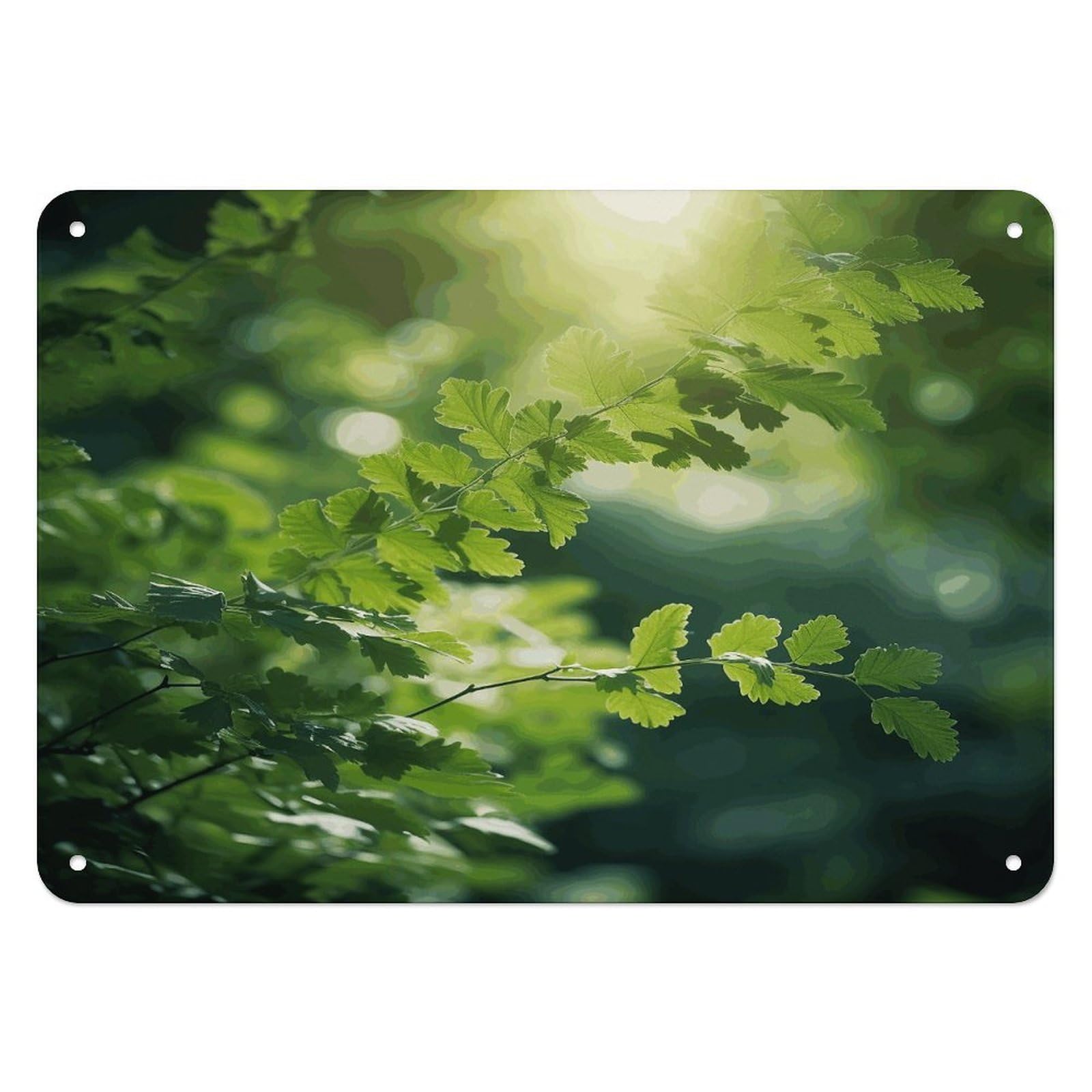 Btcowzrv Style Green Tree Background Metal Sign, 5.5" X 7.9" Tin Wall Decor, Wall Art Plaques For Home Wedding Decor Room Living Room Decoration