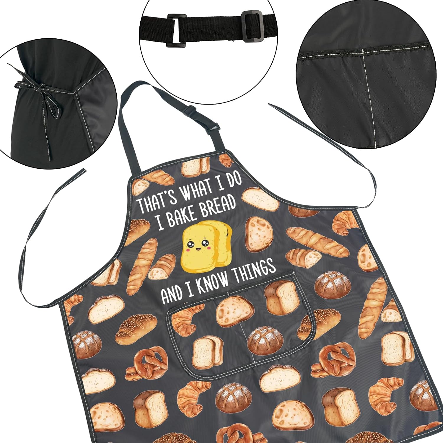 JNIAP Bread Baker Gift That's What I do I Bake Bread and I Know Things Apron Baking Lover Gift image 3