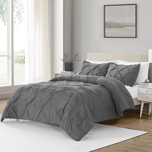 Miniatura 9 de BOURINA Juego de edredón de 8 piezas  Juego de edredón plisado acolchado suave y cálido de microfibra de gran tamaño, marfil, California King (104 x