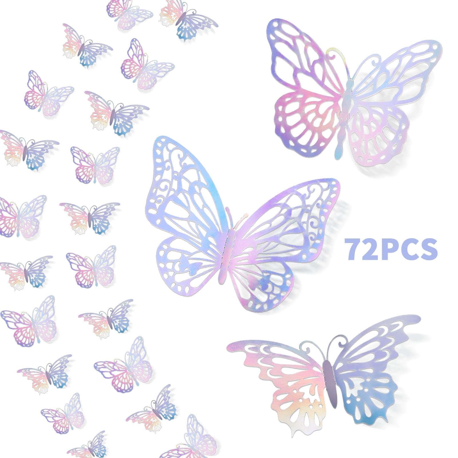 24 Farfalle 3D Per Decorazione Parete – Kit Con Adesivi Biadesivi, 3 Stili E Dimensioni – Ideali Per Compleanni, Matrimoni, Camerette, Feste