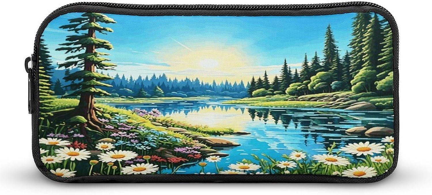 Forest Riverside Large Pencil Case Pouch Big Capacity for Office