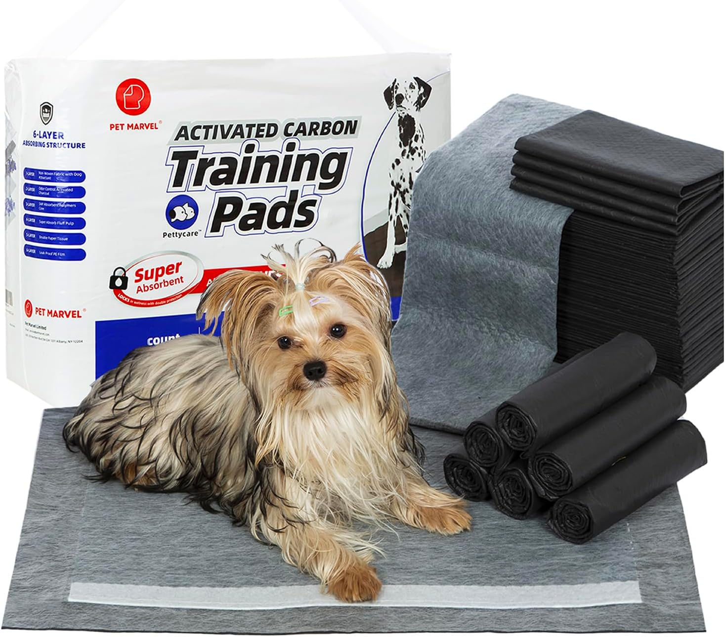 Pettycare Charcoal Puppy Pads Regular 22"x23" 120 Count