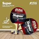 STAG GLOBAL Super ITTF Approved Table Tennis Racket | Speed 65, Spin 75, Control 95 | Wood Blade with Flared Handle | Perfect for Intermediate Training, School & Club Matches (Super) gallery image