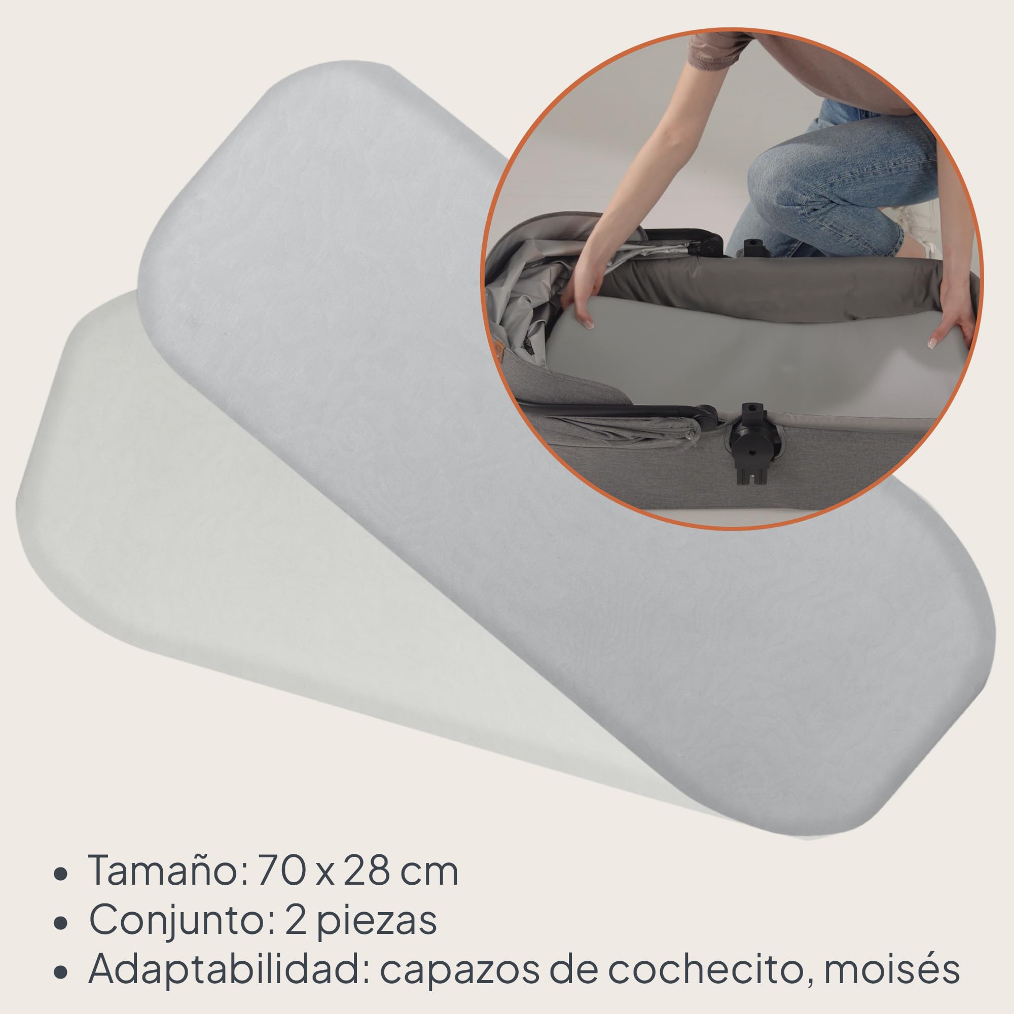 LIONELO Sábana Bajera de Bambú con Elástico 70x28 cm, Juego de 2 uds. Infantil, Capazo y Cuna, Material Natural, Transpirable y Suave, Agradable a la Piel, Bamboo Sheet