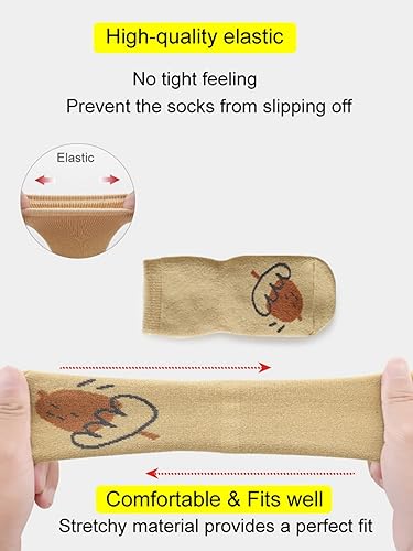 Miniatura 5 de BEHELE Calcetines de agarre antideslizantes para bebés calcetines cálidos y gruesos antideslizantes calcetines para niñas y niños recién nacidos 5