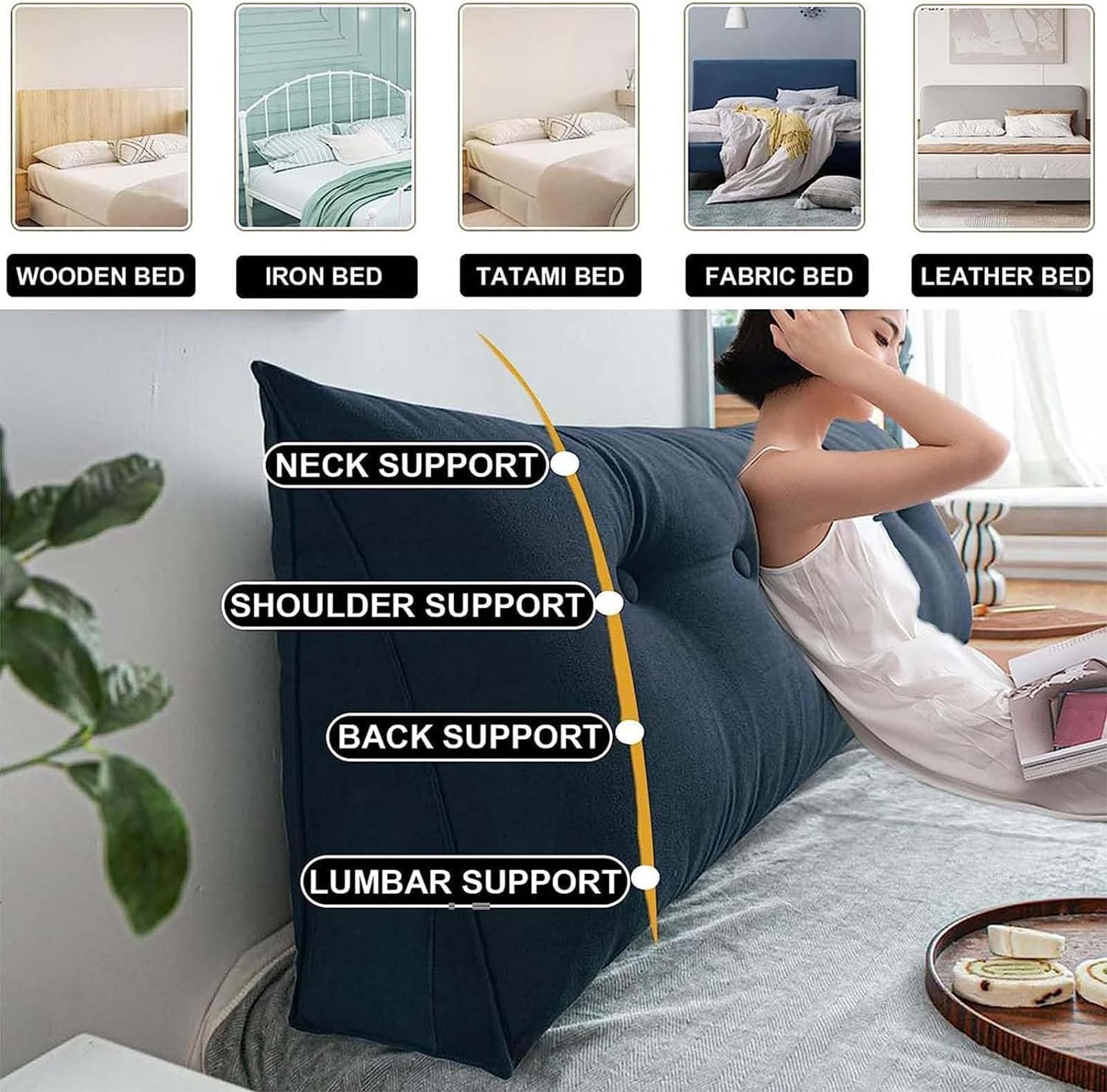 LXURY Almohada Triangular Transpirable Grande Cojín De Posicionamiento Retirable Almohada De Apoyo De Posicionamiento Cojín De Lectura con Soporte para La Espalda del Sofá,A,200cmx50cmx20cm