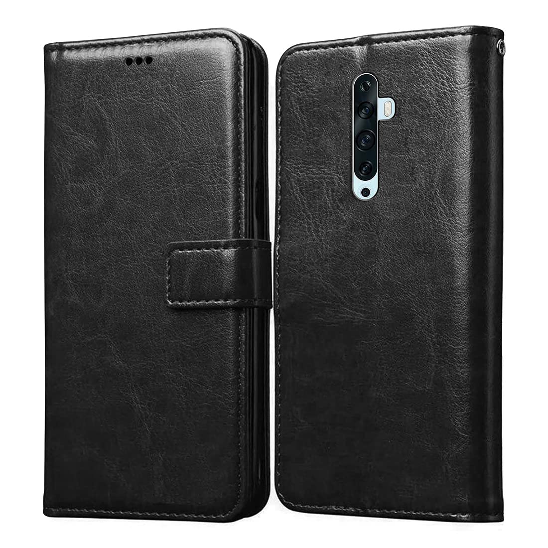 Casotec Flip Cover for Oppo Reno 2Z | Premium Leather Finish | Inbuilt Pockets & Stand | Flip Case for Oppo Reno 2Z (Black) (B09SDC9R26) Amazon Price History, Amazon Price Tracker