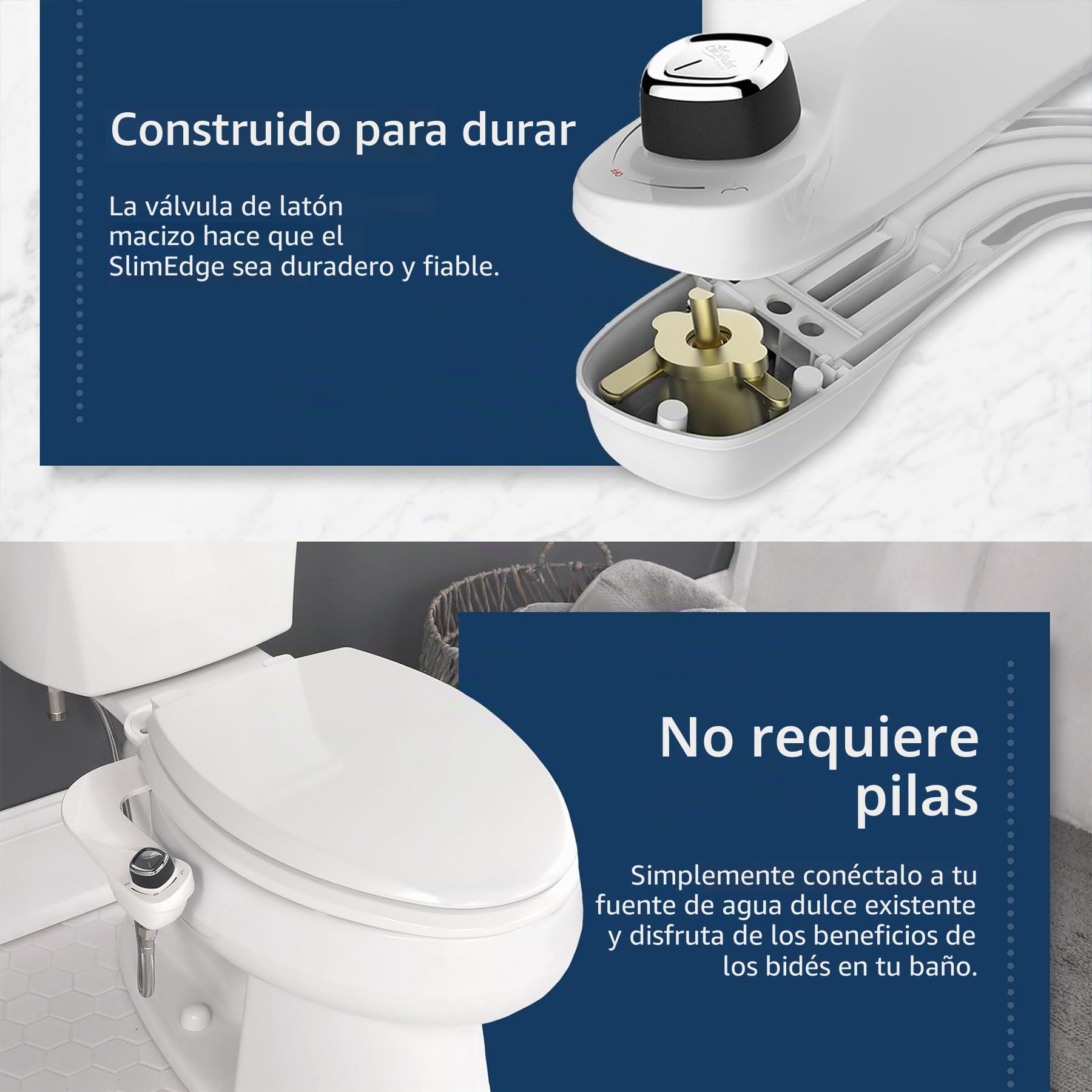 Bio Bidet Eléctrico, fácil de Instalar, Entrada de latón y válvula Interna, Blanco