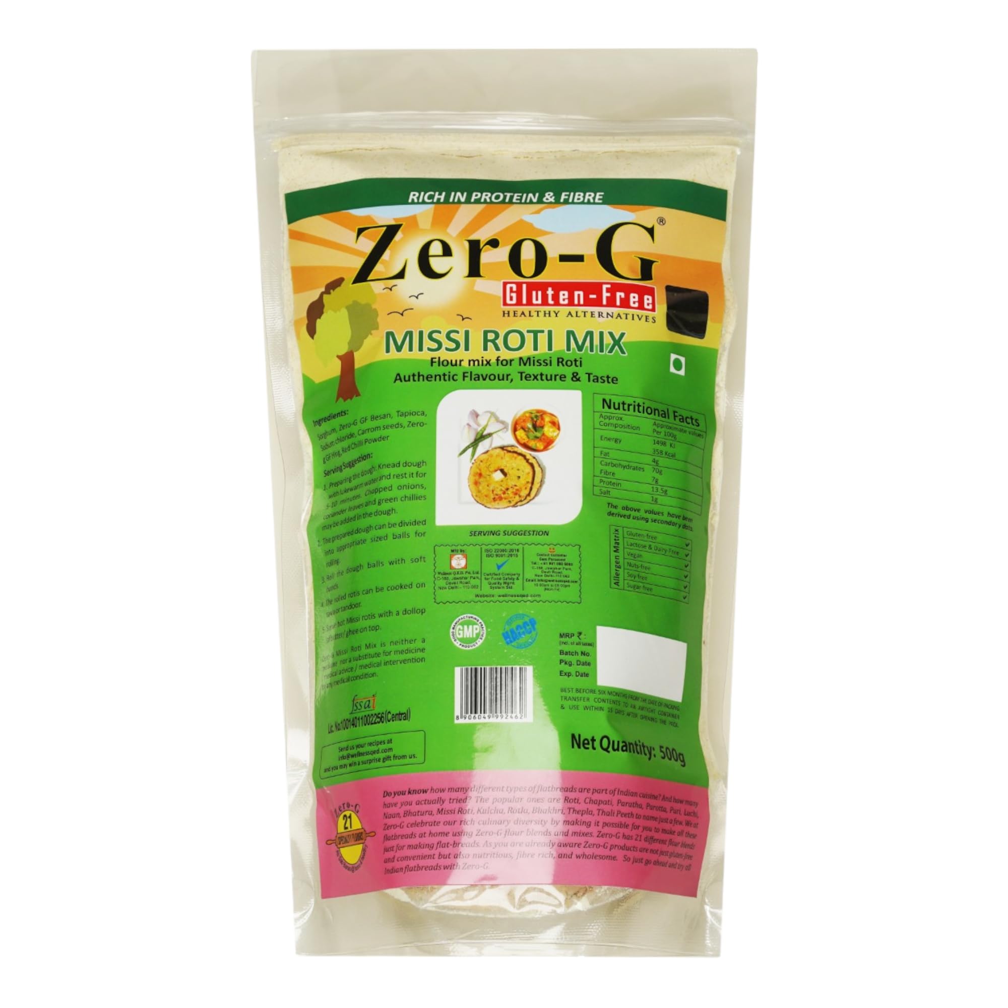Zero-G Gluten-Free Missi Roti Mix 500 Gram - Authentic Flavor & Nutrition | Wholesome Ingredients, Delicious Recipies | Perfect Missi Roti Every Time | Healthy Alternatives (B08WCYZG9Y) Amazon Price History, Amazon Price Tracker