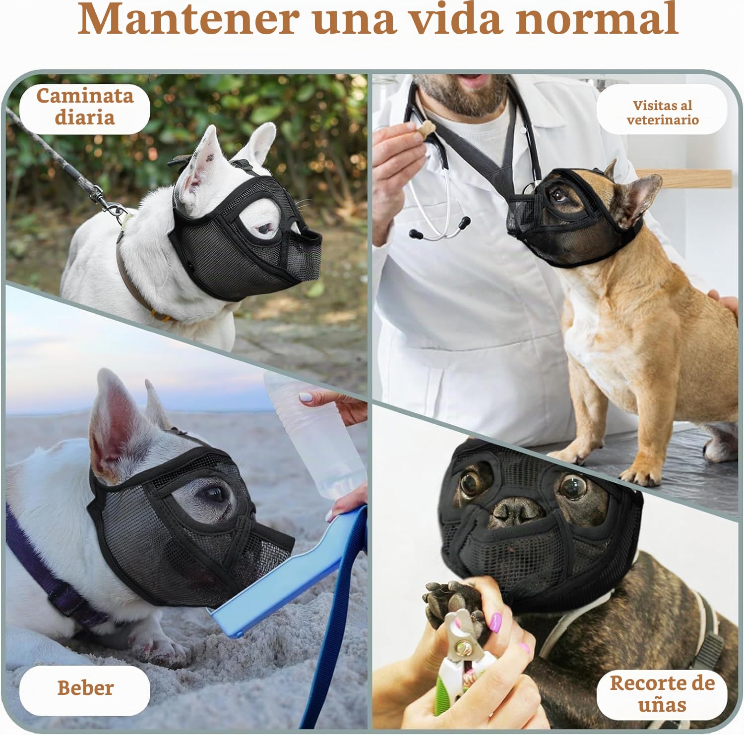 Mayerzon Bozal para Perros de hocico Corto, para respiración Completa, de Malla Flexible, shih tzu, Pug y Bulldog, Aseo, Paseos, Permite darle de Beber y Comer, impide Que muerda y recoja restos