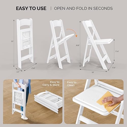 Miniatura 3 de VINGLI Sillas plegables de resina con cojín, silla plegable de plástico con cómodos asientos acolchados, perfectas para fiestas y eventos en