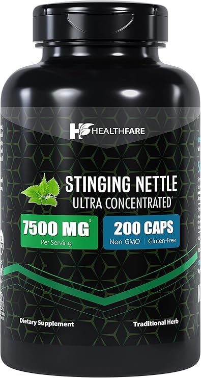 Stinging Nettle Leaf Extract 7500mg | 200 Caps | Non-GMO | Gluten-Free | Naturally Supports Allergy, Joint & Prostate Health | Urtica Dioica Supplement