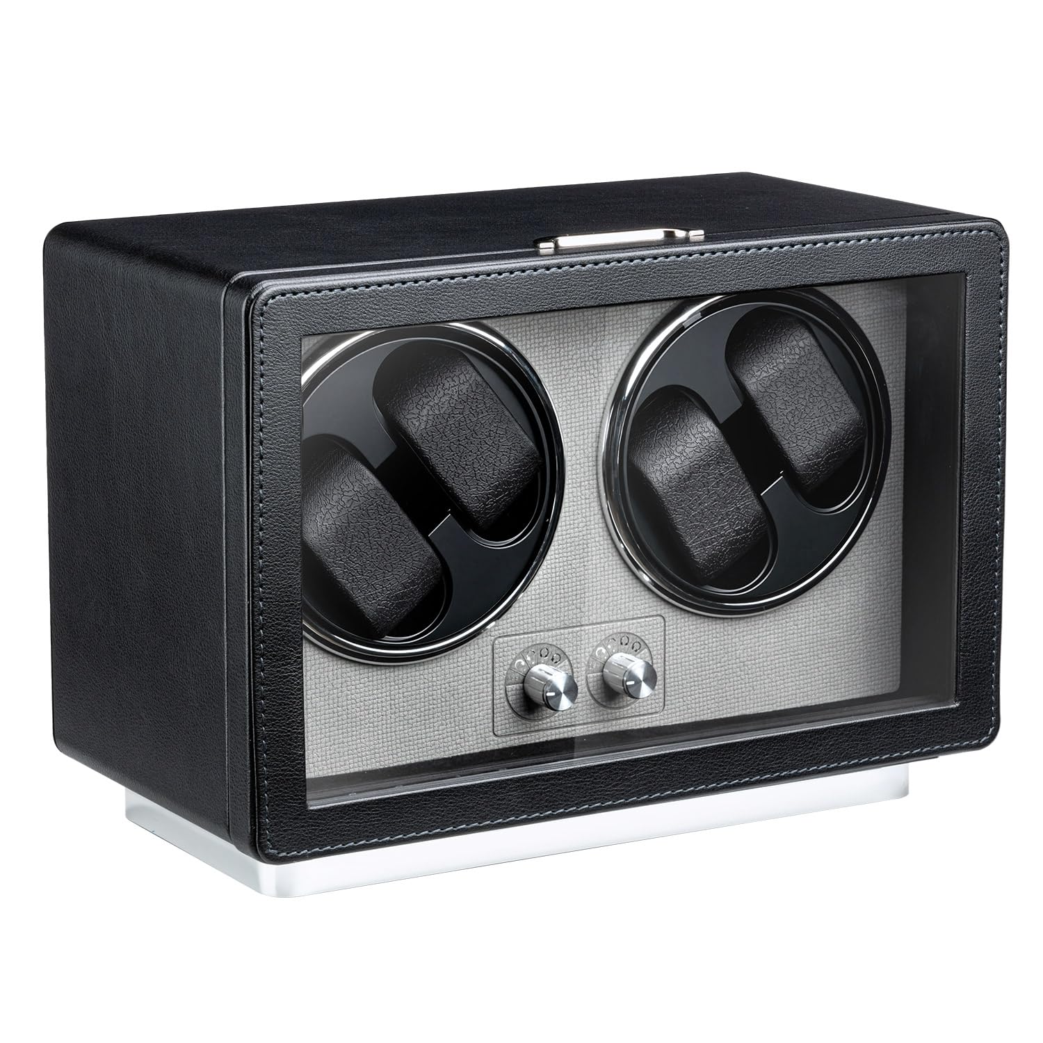 Mcbazel Watch Winder for Automatic Watches, 4 Watch Winder with Quiet Running Motor & LED Light for Man/Woman's Watches, Black
